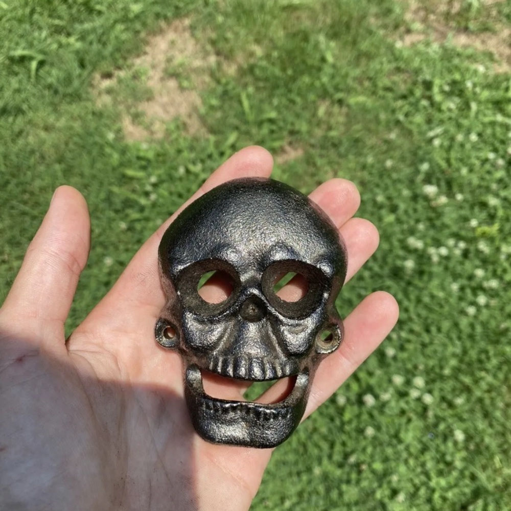 vintage metal skull emblem